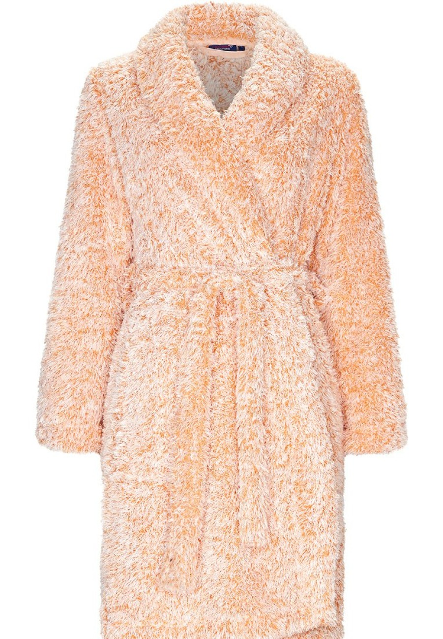 Rebelle Girls Bathrobes | Rebelle Girls Kids Warm Wrap-Over Robe 'Fabulously Fluffy Peachy Orange'