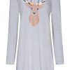 Rebelle Nightshirts | Rebelle Ladies Cotton-Mix Long Sleeve Nightdress 'Daisy Deer'