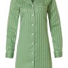 Pastunette Deluxe Nightshirts | Pastunette Deluxe Jade Green Full Button Nightdress 'Soft As Satin Stripes'