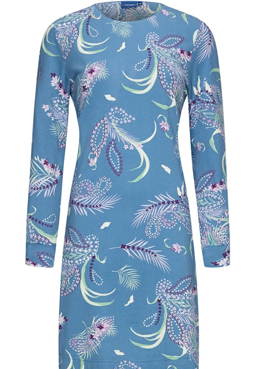 Pastunette Nightshirts | Pastunette Ladies Long Sleeve Cotton Nightdress 'Paisley Peacock'