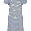 Rebelle Nightshirts | Rebelle Ladies Stripey Short Sleeve Cotton Single Jersey Nightdress 'Bicycle Flowers'