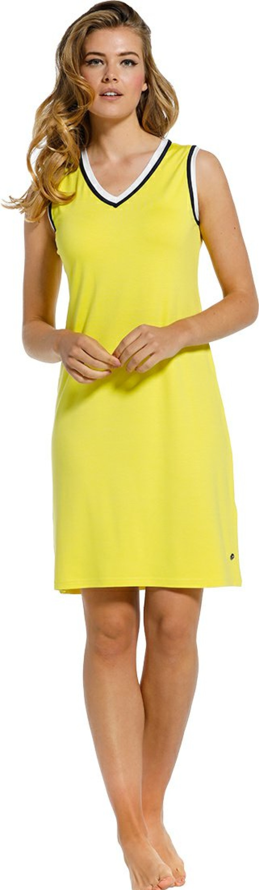 Pastunette Deluxe Nightshirts | Pastunette Deluxe Ladies Sleeveless 'V' Neck Dress '70'S Retro Yellow Vibes'