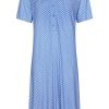 Pastunette Deluxe Nightshirts | Pastunette Deluxe Ladies Short Sleeve Luxury Blue Nightdress With Buttons 'Little White Flowers'