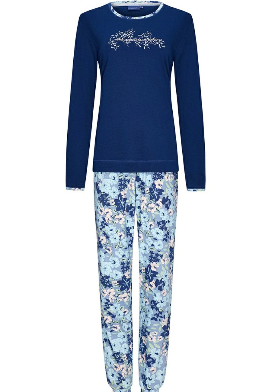 Pastunette Pyjamas | Pastunette Ladies Long Sleeve Cotton Pyjama Set 'Relax & Winter Garden Flowers'