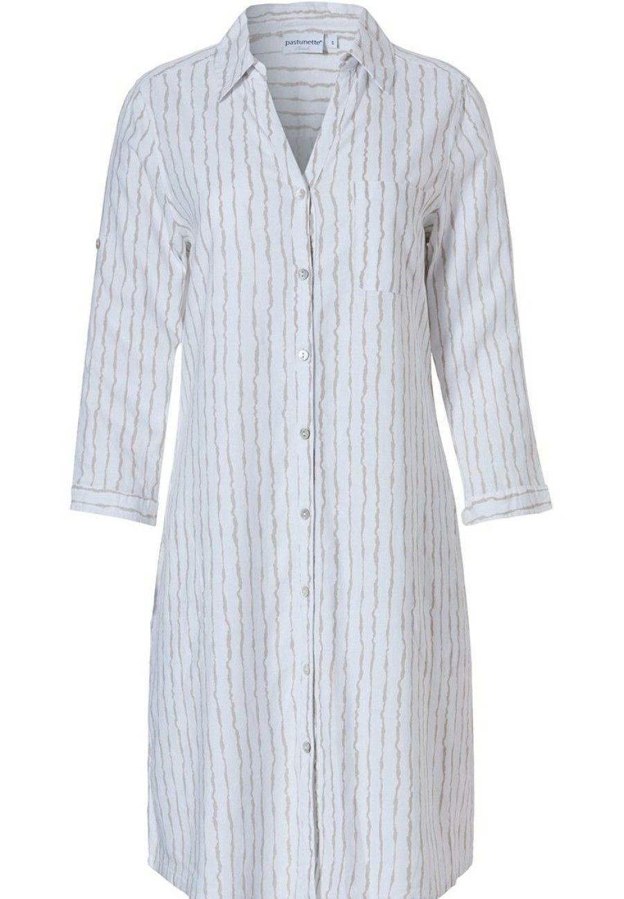 Pastunette Beach Beachwear | Pastunette Beach Full Button Beach Shirt 'Sandy Stripes'