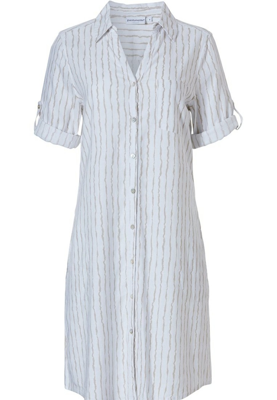 Pastunette Beach Beachwear | Pastunette Beach Full Button Beach Shirt 'Sandy Stripes'