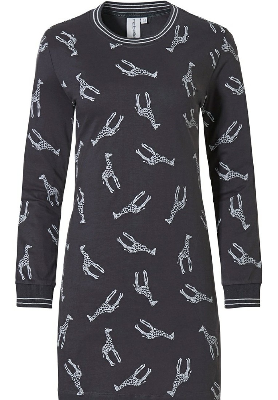 Rebelle Nightshirts | Rebelle Cotton Long Sleeve Nightdress 'Mini Giraffe'