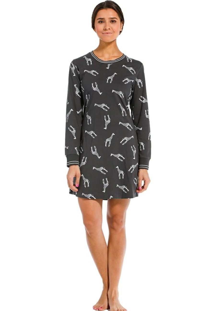 Rebelle Nightshirts | Rebelle Cotton Long Sleeve Nightdress 'Mini Giraffe'