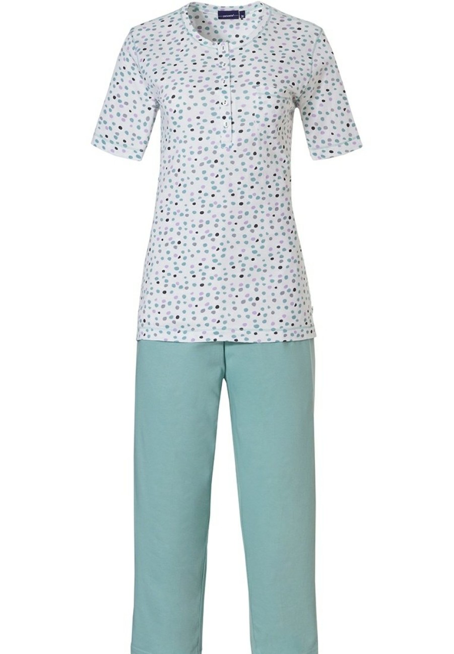 Pastunette Pyjamas | Pastunette Ladies Short Sleeve Cotton Pyjama Set With Buttons 'Softly Dotty'