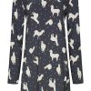 Rebelle Nightshirts | Rebelle Ladies Dark Grey Long Sleeve Cotton Nightdress 'Little Dotty Ally Alpaca'