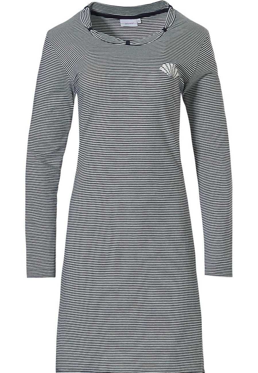 Pastunette Nightshirts | Pastunette Ladies Cotton Nightdress 'Fine Stripes Gatsby Fan'