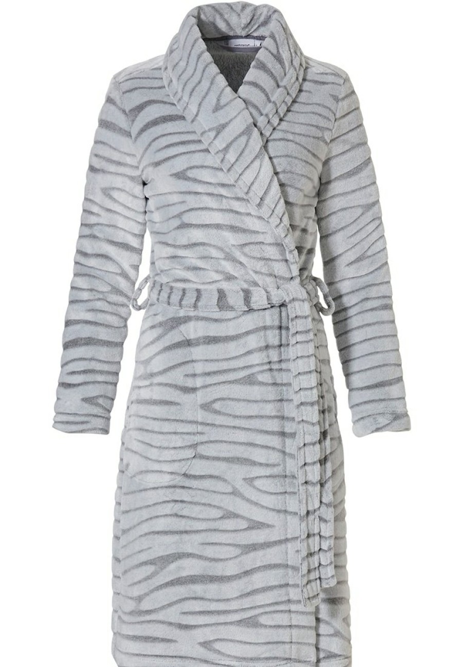 Pastunette Bathrobes | Pastunette Grey Soft Fleece Wrap-Over Morningown 'Feminine Animal Magic'