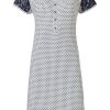 Pastunette Deluxe Nightshirts | Pastunette Deluxe Ladies Short Sleeve Nightdress With Buttons 'Micro Dots & Lace'