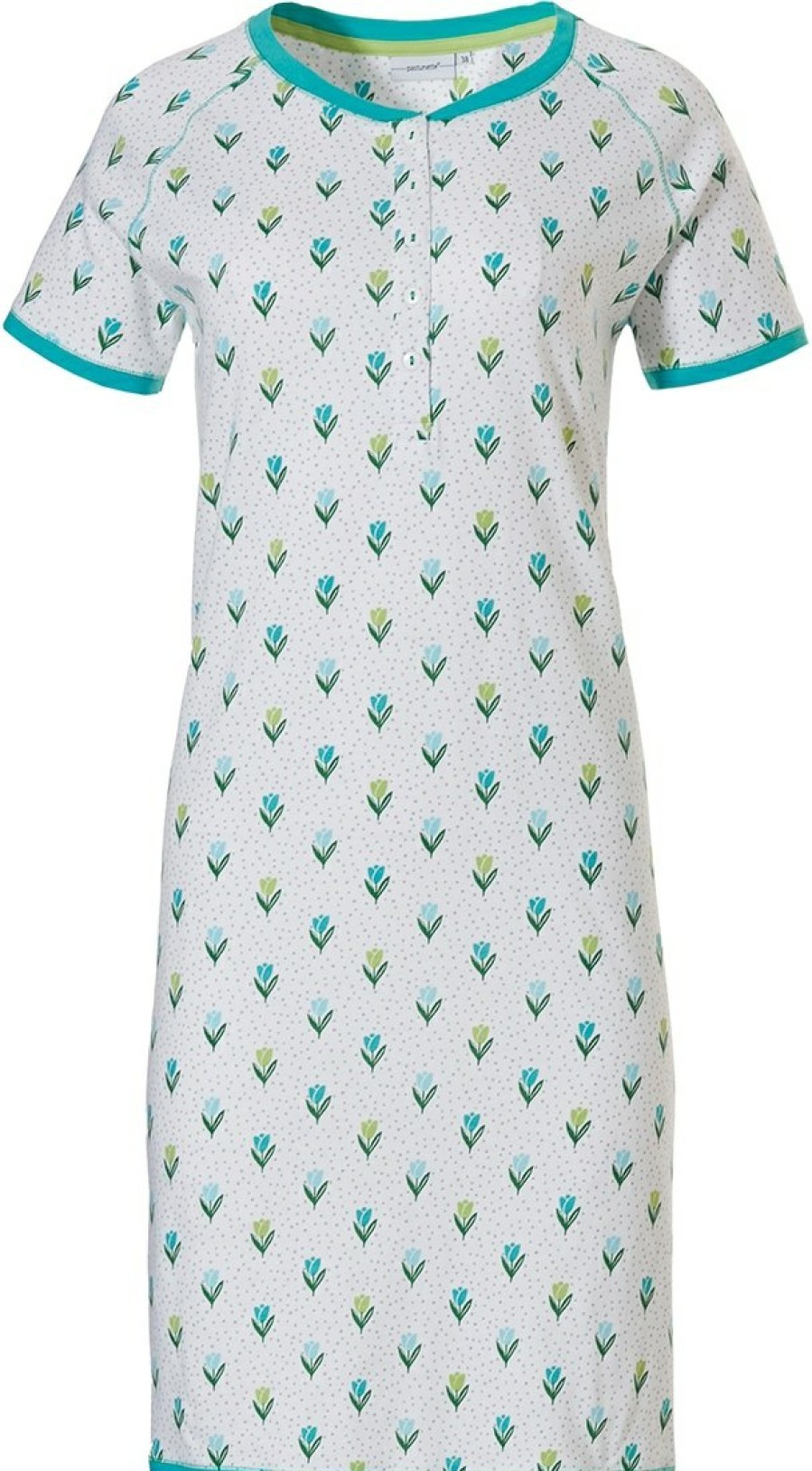 Pastunette Nightshirts | Pastunette Short Sleeve Cotton Nightdress 'Little Tulips & Dots'