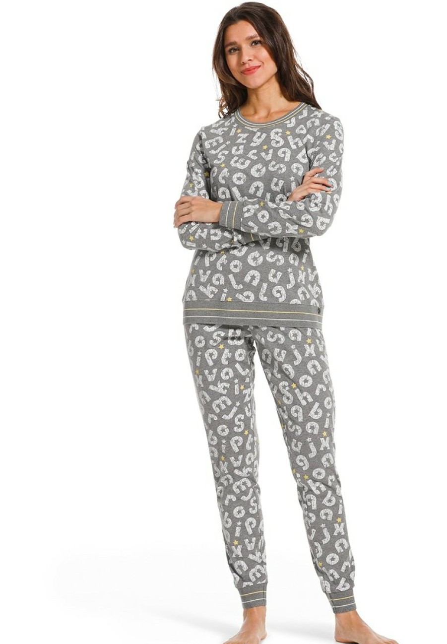 Pastunette Pyjamas | Pastunette Ladies Pyjama With Cuffs 'Funky Letters'