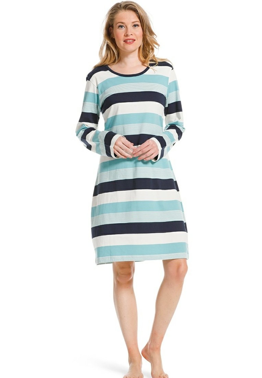 Pastunette Nightshirts | Pastunette Ladies Cotton Nightdress 'Bold Blue Stripes'