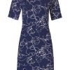 Pastunette Deluxe Nightshirts | Pastunette Deluxe Ladies Short Sleeve Dark Blue Summer Nightdress 'Floral Line Art'