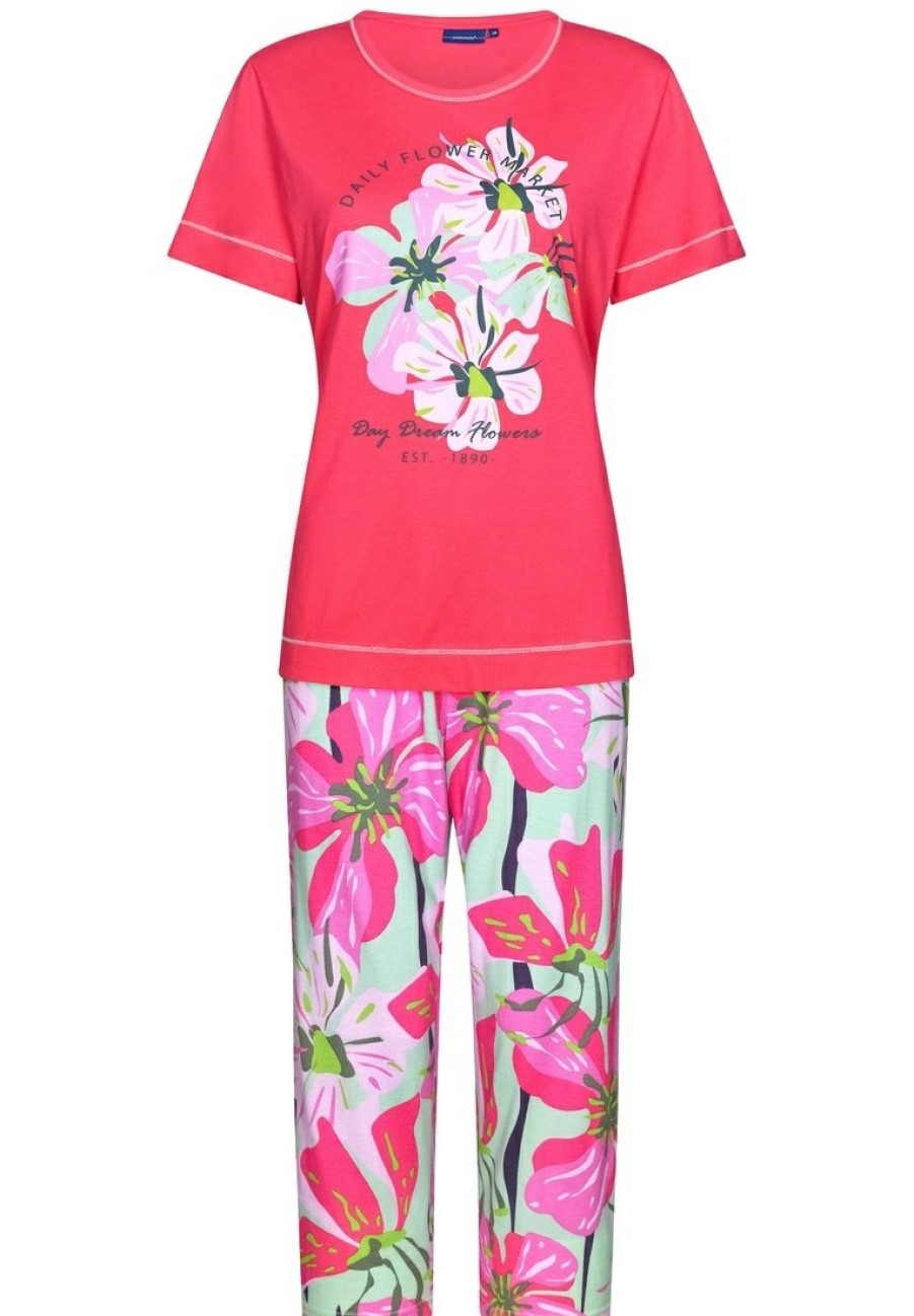 Pastunette Pyjamas | Pastunette Ladies Short Sleeve 3/4 Pyjama 'Floral Moments'