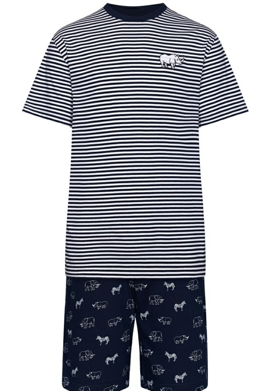 Pastunette for Men Shorty Set | Pastunette For Men Men'S Cotton Single Jersey Shorty Set 'At The Zoo'