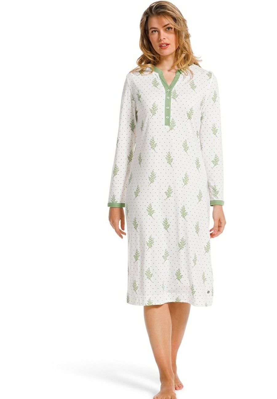 Pastunette Deluxe Nightshirts | Pastunette Deluxe Cotton Modal Nightdress With Buttons 'Winter Floral Charm'