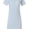 Pastunette Nightshirts | Pastunette Short Sleeve Cotton Nightdress With Buttons 'Pretty Bows & Fine Stripes'