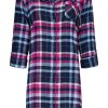 Rebelle Nightshirts | Rebelle Full Button Cotton Woven Flannel Nightshirt 'Trendy Checks'