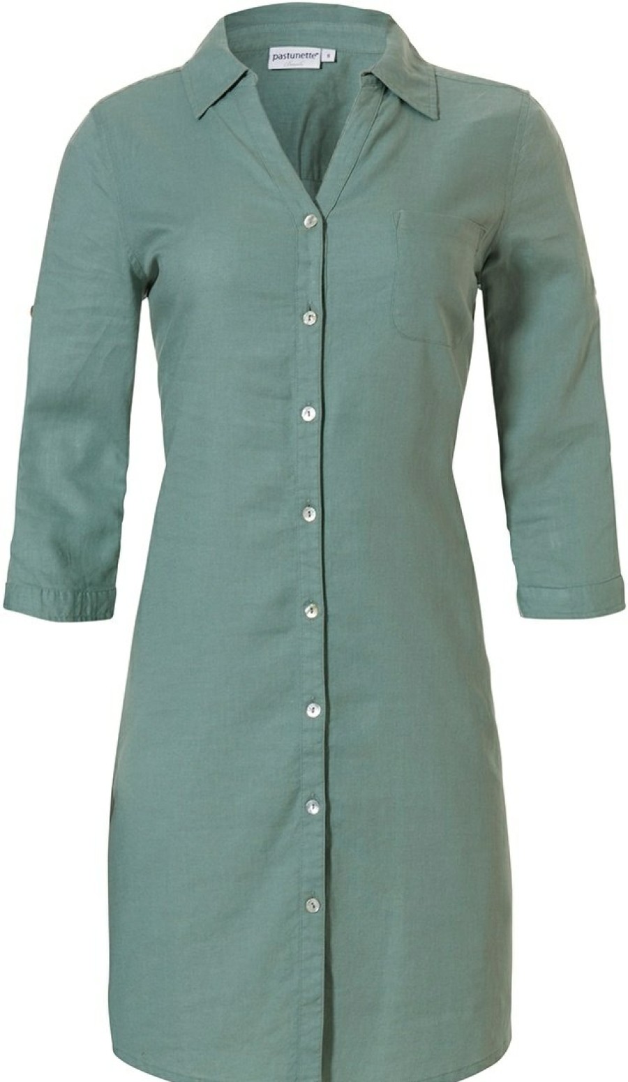 Pastunette Beach Beachwear | Pastunette Beach Green Full Button Woven Shirt 'Sunny Day'