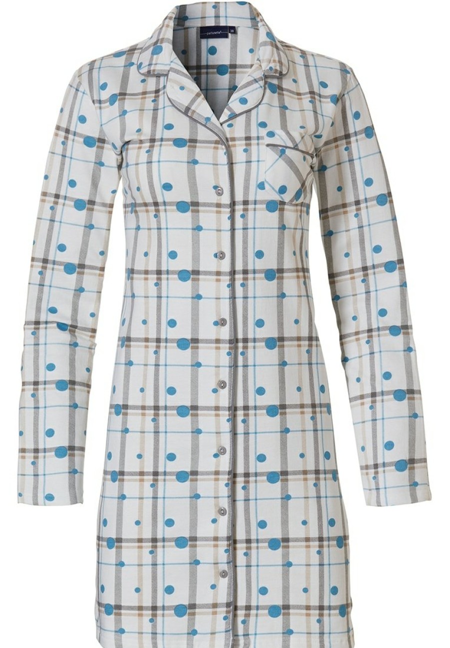 Pastunette Nightshirts | Pastunette Full Button French Terry Nightshirt 'Mysterious Circles & Checks'