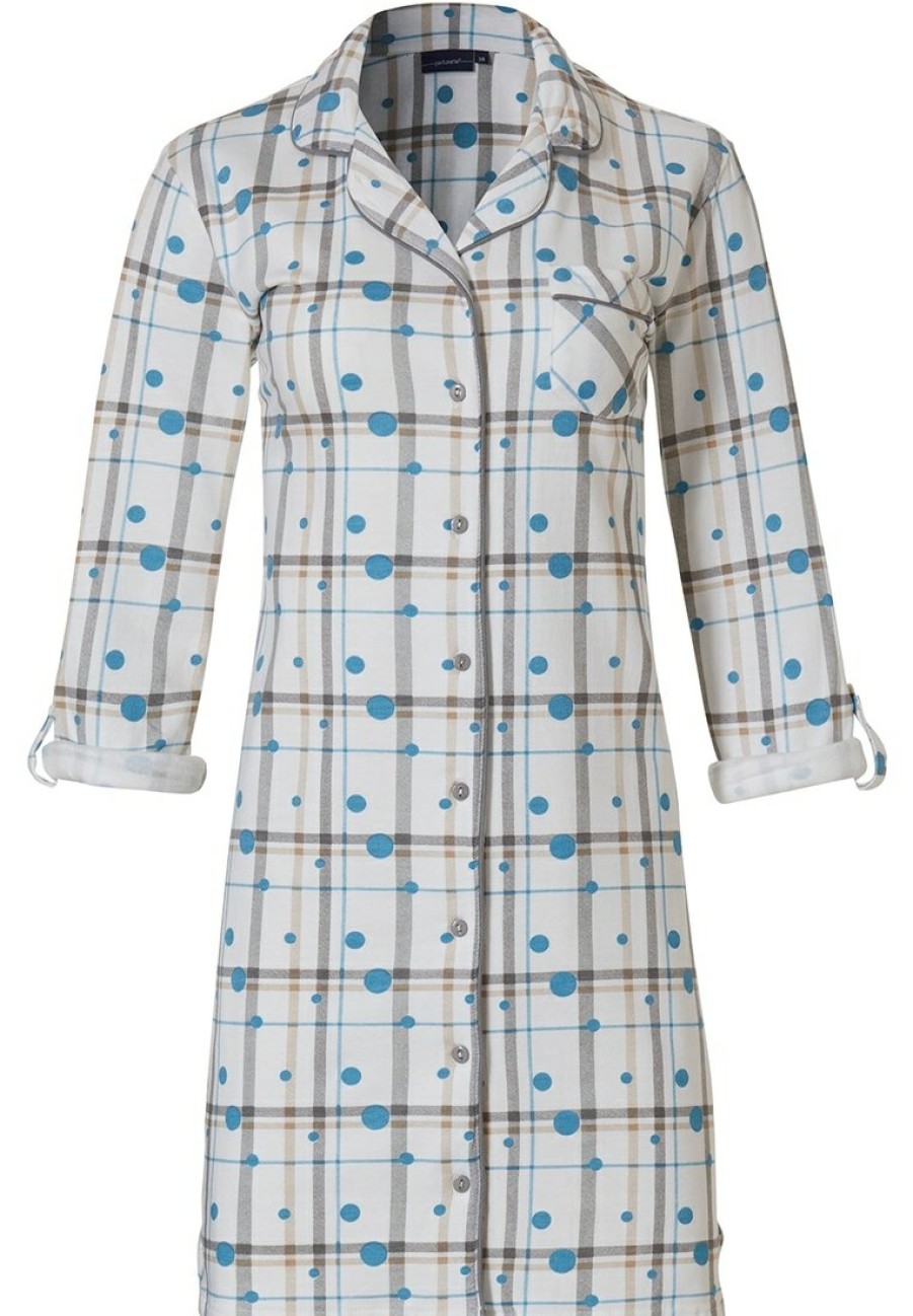 Pastunette Nightshirts | Pastunette Full Button French Terry Nightshirt 'Mysterious Circles & Checks'