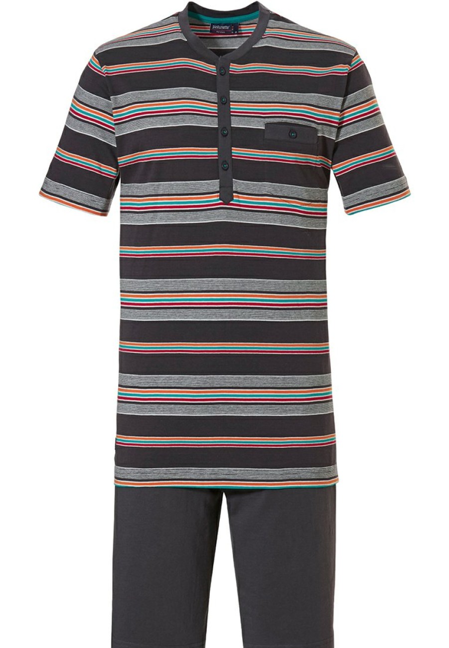 Pastunette for Men Shorty Set | Pastunette For Men 'Multi Stripes' Mens Cotton Shorty Set