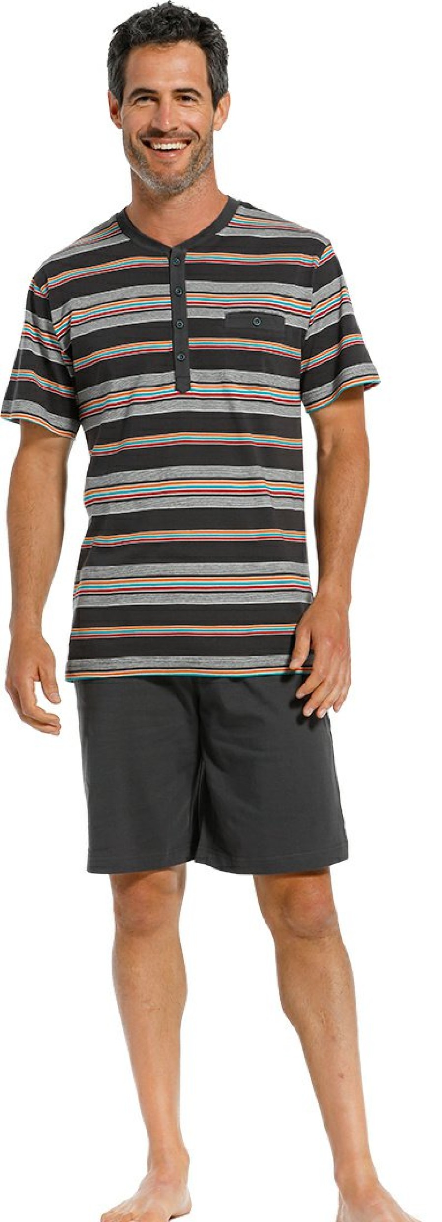 Pastunette for Men Shorty Set | Pastunette For Men 'Multi Stripes' Mens Cotton Shorty Set