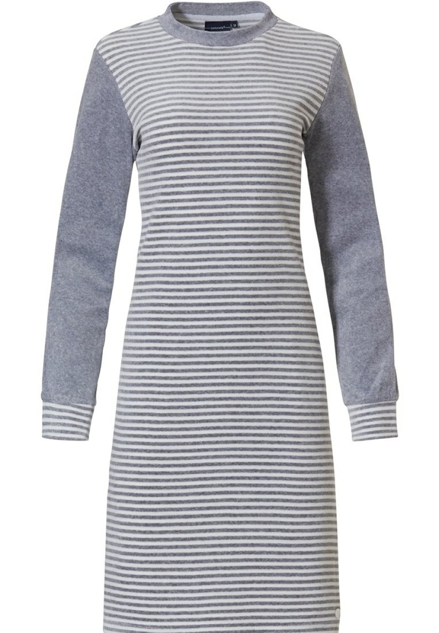 Pastunette Nightshirts | Pastunette Ladies Soft Velvet Lounge Dress 'Just Stripes'