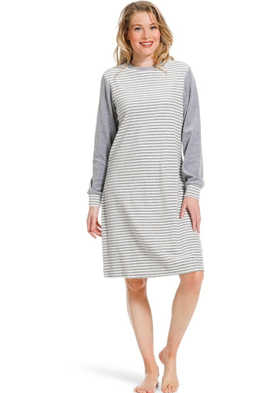 Pastunette Nightshirts | Pastunette Ladies Soft Velvet Lounge Dress 'Just Stripes'