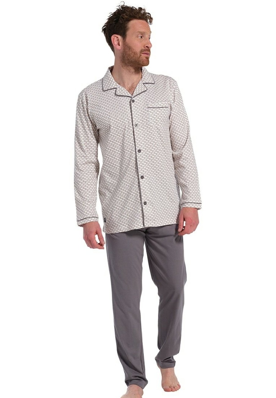 Pastunette for Men Pyjamas | Pastunette For Men Full Button Cotton Pyjama Set 'Square It'