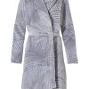 Pastunette Bathrobes | Pastunette Grey Wrap-Over Fleece Dressinggown 'Mega Abstract Orchid Flower'