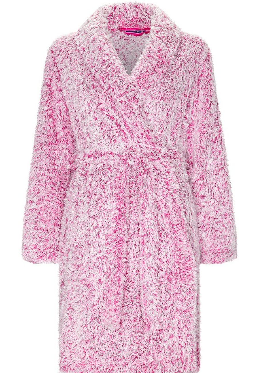 Rebelle Bathrobes | Rebelle Ladies Warm Wrap-Over Robe 'Fabulously Fluffy Raspberry Dream'