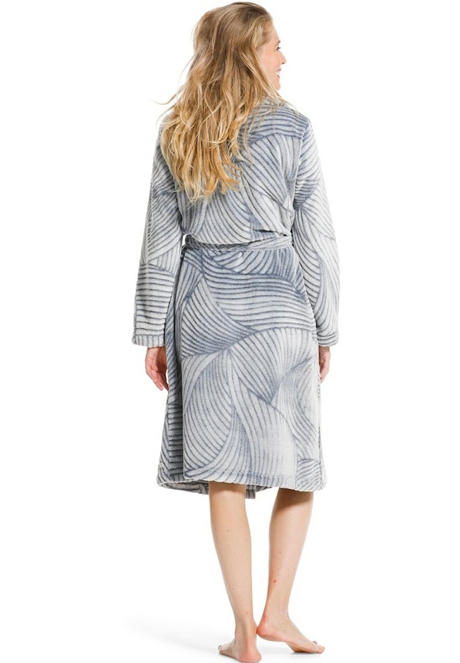 Pastunette Bathrobes | Pastunette Blue Wrap-Over Fleece Dressinggown 'Mega Abstract Orchid Flower'