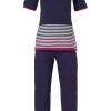 Pastunette Pyjamas | Pastunette Short Sleeve Ladies Pyjama With 3/4 Pants 'Horizontal Eden Stripes'