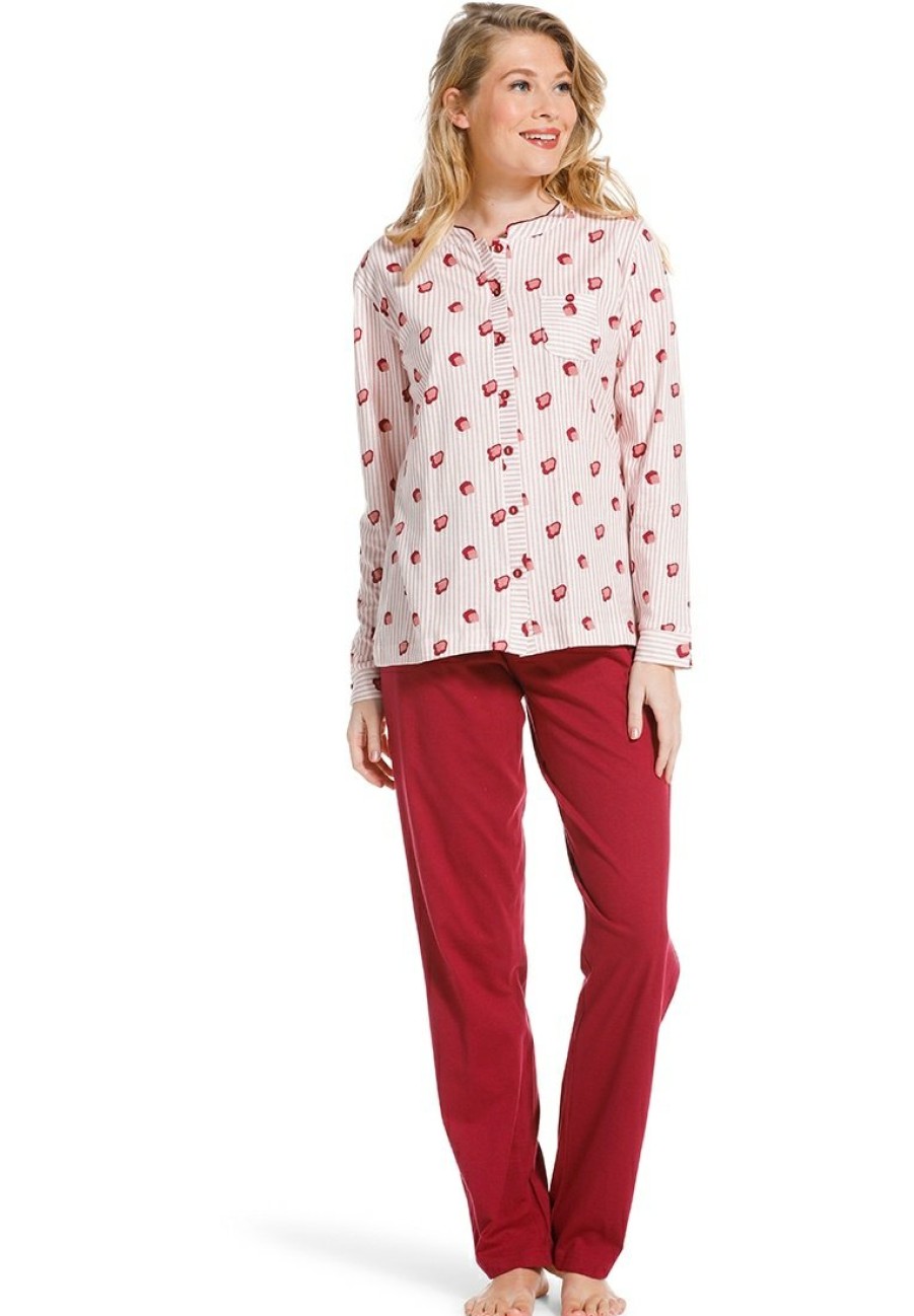 Pastunette Pyjamas | Pastunette Ladies Full Button Cotton Pyjama Set 'Stripes & Print'