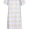 Pastunette Nightshirts | Pastunette Ladies Short Sleeve Organinic Cotton Nightdress With Buttons 'Blossoms Yellow'