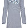 Pastunette Nightshirts | Pastunette Ladies Stripey Cotton Nightdress 'Winter Garden Flowers & Live Simply'