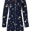 Rebelle Nightshirts | Rebelle Full Button Cotton French Terry Nightdress 'Trendy Nightsky Stars '