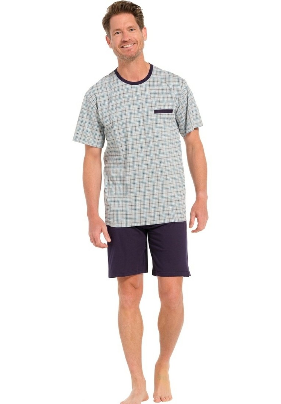 Pastunette for Men Shorty Set | Pastunette For Men Men'S Cotton Pyjama Set 'Checked Squares'