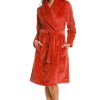 Rebelle Bathrobes | Rebelle Red Fleece Wrap-Over Morninggown 'Pretty Bobble Detail'