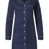 Pastunette Deluxe Nightshirts | Pastunette Deluxe Midnight Blue Full Button Nightdress 'Soft As Satin Stripes'