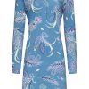 Pastunette Nightshirts | Pastunette Ladies Longer Length Cotton Nightdress With Buttons 'Paisley Peacock' (105Cm)