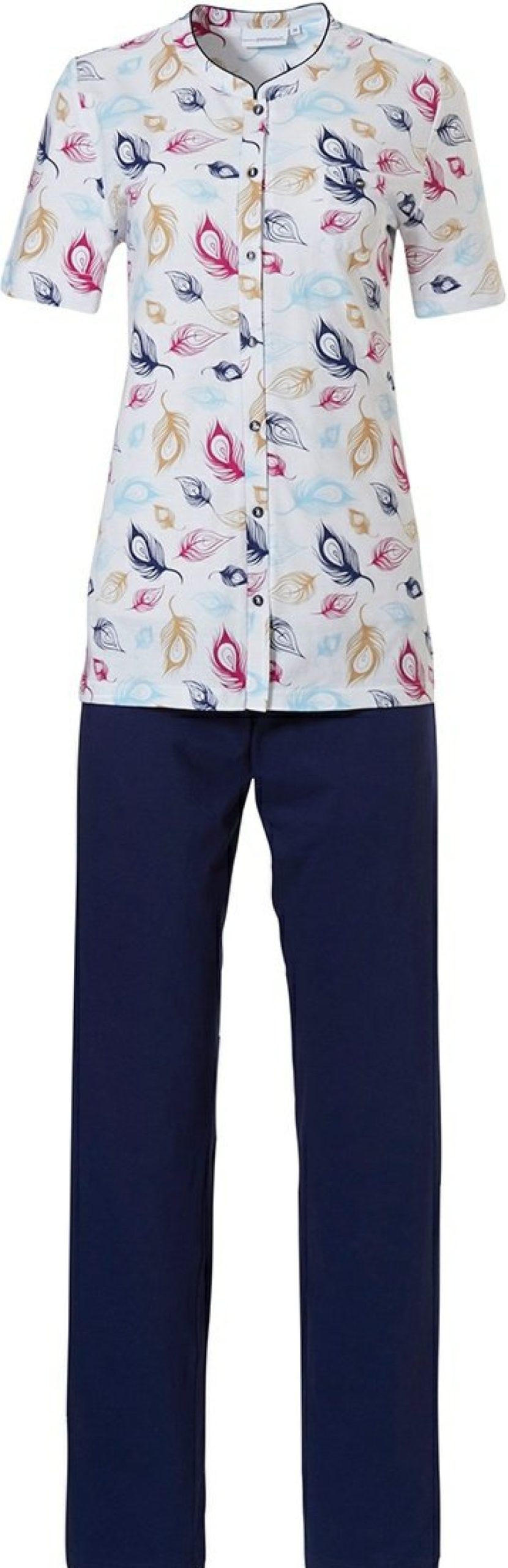 Pastunette Pyjamas | Pastunette Ladies Full Button Cotton Pyjama Set 'Peacock Feathers'