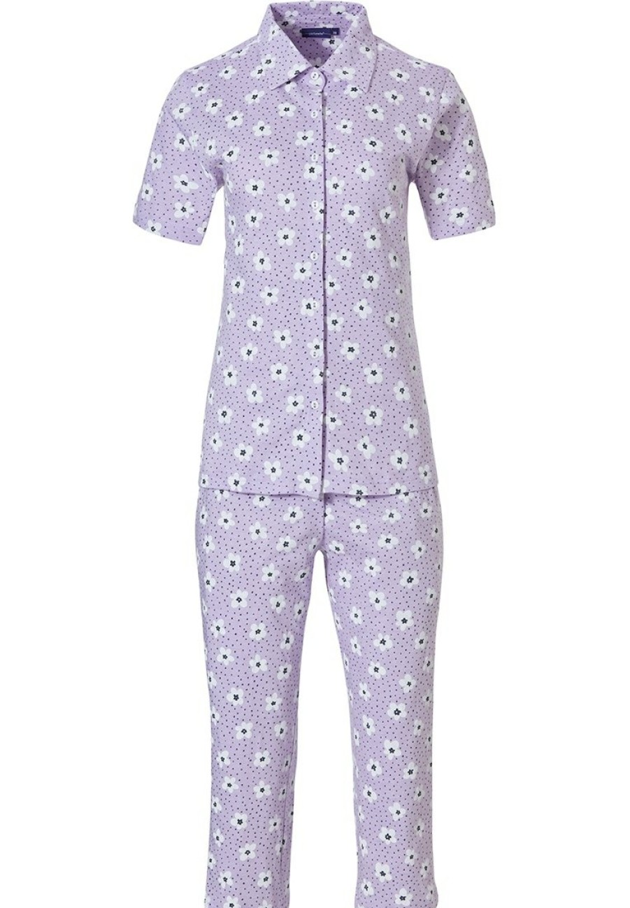 Pastunette Pyjamas | Pastunette Ladies Full Button Cotton Pyjama 'Dots & Flowers'