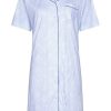 Pastunette Nightshirts | Pastunette Ladies Short Sleeve Organic Cotton Nightdress With Buttons 'Flowery Stripes'