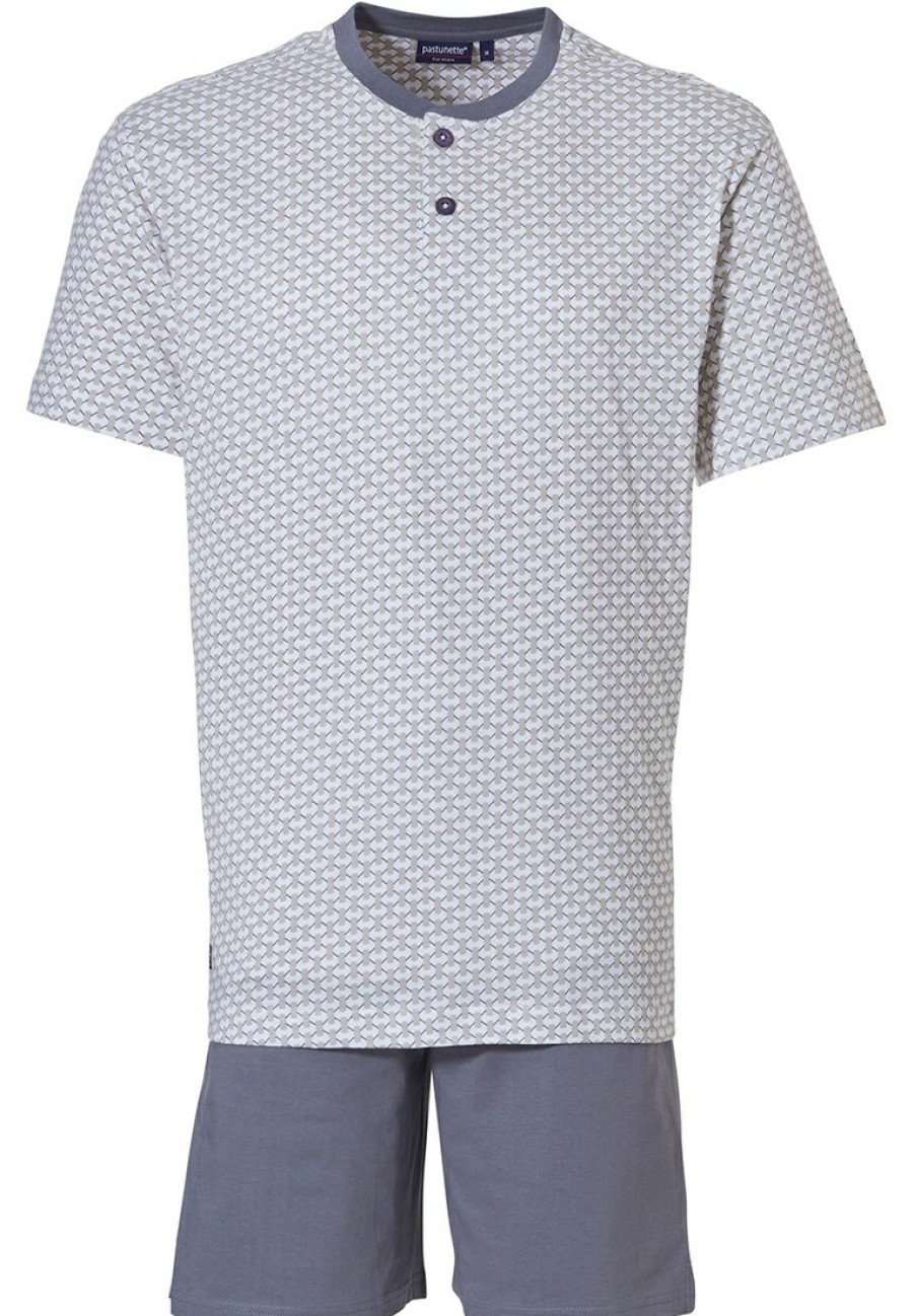 Pastunette for Men Shorty Set | Pastunette For Men Cotton Shorty Set With Buttons 'Square It'